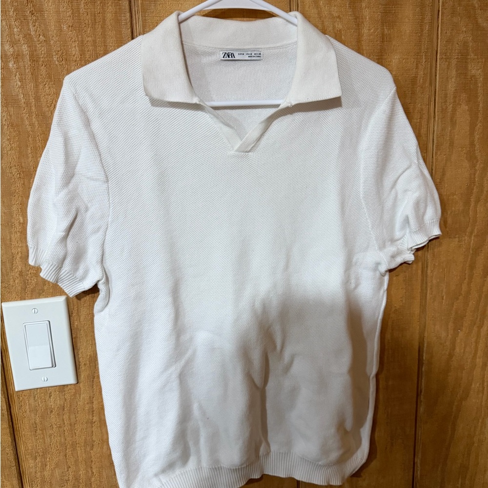 Zara Men's Classic Cream Polo Shirt